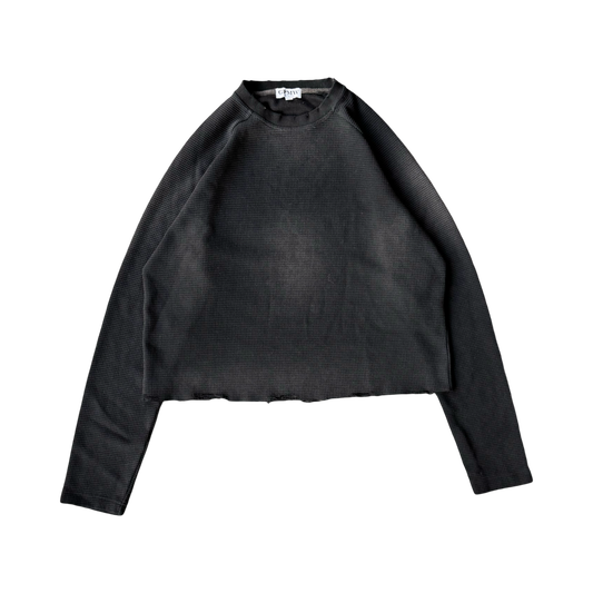 Waffle Knit Thermal - Washed Black